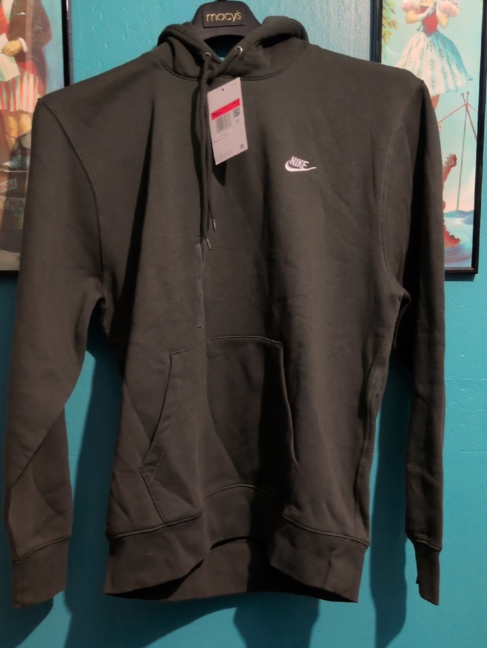 Nike Men’s Dark GreenCrewneck Hoodie with White Swoosh